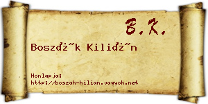 Boszák Kilián névjegykártya